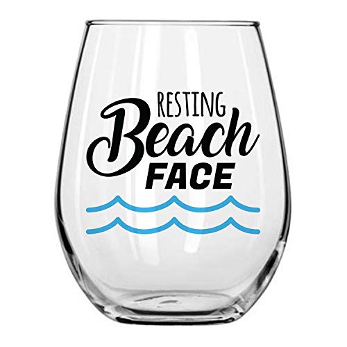 Resting Beach Face Funny Wine Glass Libbey 15oz Gift for Her, Ladies, Women