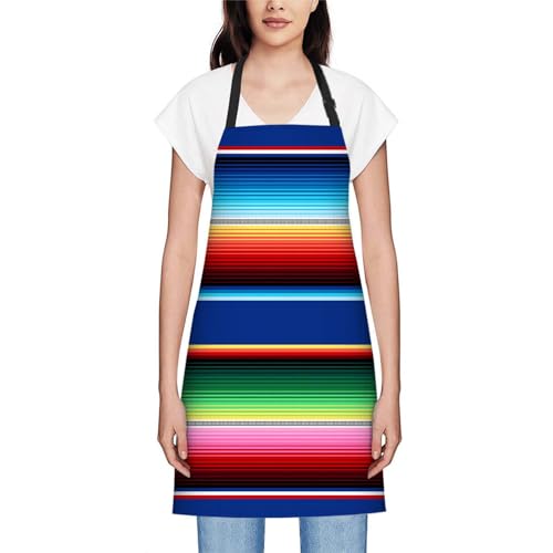 Ofloral ROFLORAL-APRON5097 Mexican Colorful Stripes Apron Unisex Adjustable Bib Apron Cooking Kitchen Chef Women Men Aprons thumb #1