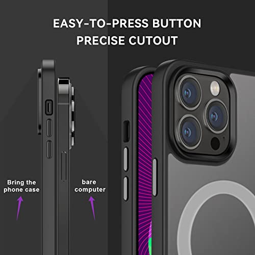 Skvoen Magnetic Designed For Iphone 13 Pro Max Case [Military Grade Drop Tested] [Compatible With Magsafe] Slim Shockproof Translucent Matte Case For 13 Pro Max Protective Cover 6.7", Mystic Black #TOP5