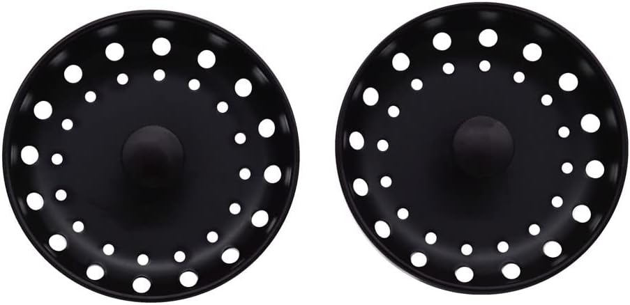 Westbrass D214S-2P-62 3-1/2" Standard Stainless Steel Post Style Large Kitchen Sink Basket Strainer Drain Stopper, 2 Pack, Matte Black
