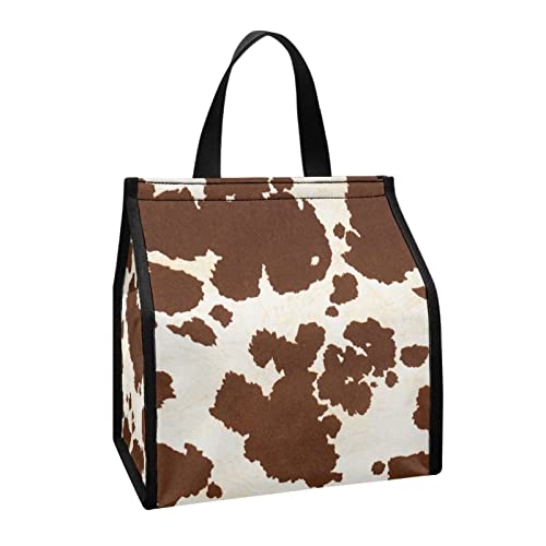 Todiyaddu Brown Cow Print Lunch Insulated Bags For Women With Shoulder Straps Waterproof Bento Box Tote Bag Reusable Lunch Box Packaging Custom School Lunch Bags #TOP1