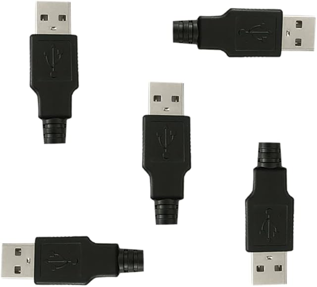 5 Sets USB Type A 4 Pin Male Jack Connector Adapter Plug Socket Connector Solder Welding Plate for DIY USB Power Supply Breadboard
