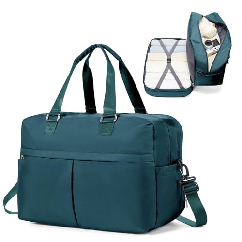 Women Travel Duffle Bag Sport Gym Tote Bag for Women Carry on Bags Weekender Beach Overnight Waterproof Expandable Luggage Bags F4- Peacock Blue by SEAFEW - Used condition - CA$32.19