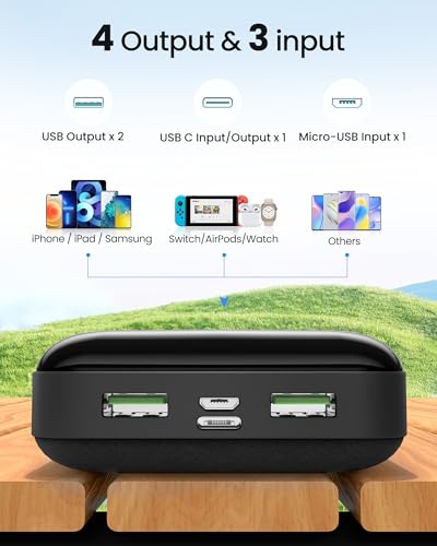 Power Bank 27,000mAh Fast Charging 22.5W, QC 4.0 USB C Input & Output PD 20W, Portable Charger Mobile Phone Battery Compatible for Smartphone, iPad and more - Image 4