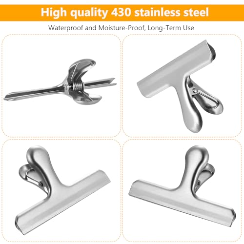 Moqinai 4 Stück Verschlussklammern Metallklammern, 119mm Metall Verschlussklammern Große Klipser für Tüten, Foto Lebensmittel Verschlussclips für Tütenclips Groß für Haus, Küche, Schule Büro