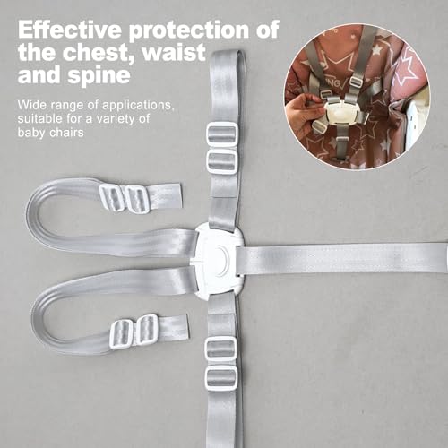 CeroDimo Universal High Chair Straps Replacement, Baby Stroller Replacement Parts 5 Point Harness for High Chairs, Prams, Buggies