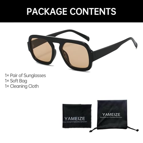 YAMEIZE Square Pilot Sunglasses for Women - Men Trendy Retro 70s Sunglasses Classical Flat Top Sun Glasses Outdoor4