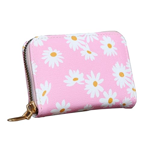 LJCZKA Flores Monedero Tarjetero para Tarjetas de Crédito con Cremallera para Mujer, 9 Ranuras para Tarjetas y 2 Ranuras de Moneda