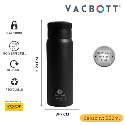 Image of CLAY CRAFT VACBOTT Legend Apex Double Wall|18 Hours Hot and 24 Hours Cold Vacuum Insulated Flask 550ml, 1Pcs, Steel Bottles for Travelling|BPA-Free|Leak Proof|BIS Certified|1Year Limited Warranty