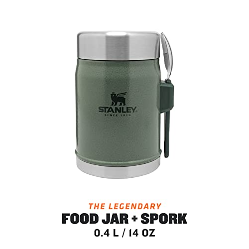 Stanley Classic Legendary Thermobehälter für Essen mit Spork 400 ml Hammertone Green - Edelstahl Warmhaltebehälter Essen - BPA-frei - Hält 7 Stunden Heiß oder Kalt - Spülmaschinenfest