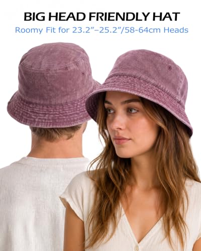 Image of Zylioo XL XXL Bucket Hat for Big Heads, Washed Cotton Sun Hat | Roomy L-XXL Fit With Washed Cotton Comfort, Easy To Fold For Fishing, Beach, Hiking, Travel, And Summer Wear