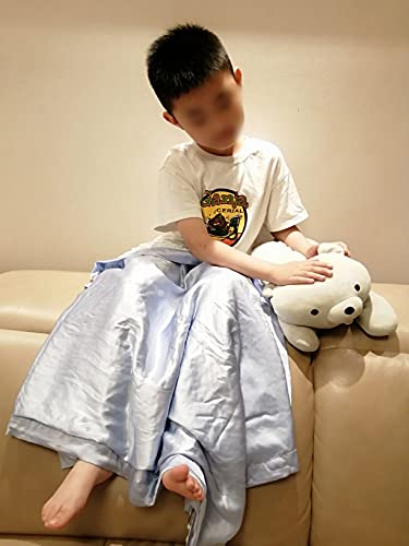 Image of Baby Soft Silk Blanket - 100% Mulberry Silk On One Layer with Minky Plush Dot Blanket Backing - Reversible Double Layer, Gift for Girls /Boys Best for Summer (28 x 40 inch, Grey Blue)