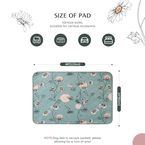 Image of IEUUMLER Washable Pee Pads for Dogs, 2 Pack Non-Slip & Waterproof Whelping Pad, Reusable Puppy Potty Training With Fast Absorbent for Playpen EU007 (Green Daisy, 24 inchX48 inch-2pcs)