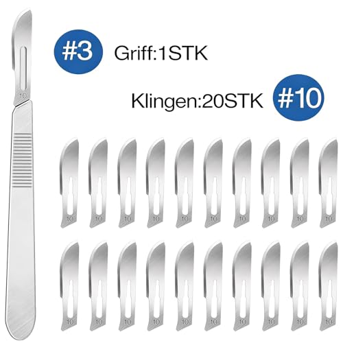 Edelstahl Skalpell Set Mit Griff Nr.3 Und 20 Klingen Nr.10–Präzisionswerkzeug Für Kosmetik,Modellbau,Lederverarbeitung Und Hobby
