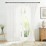 JIUZHEN Voile Gardinen Weiss Transparent mit Raffhalter H 240 x B 140 cm Vorhang mit Kräuselband Halbtransparent Weiche Vorhänge Modern Schlafzimmer Wohnzimmer 2er Set