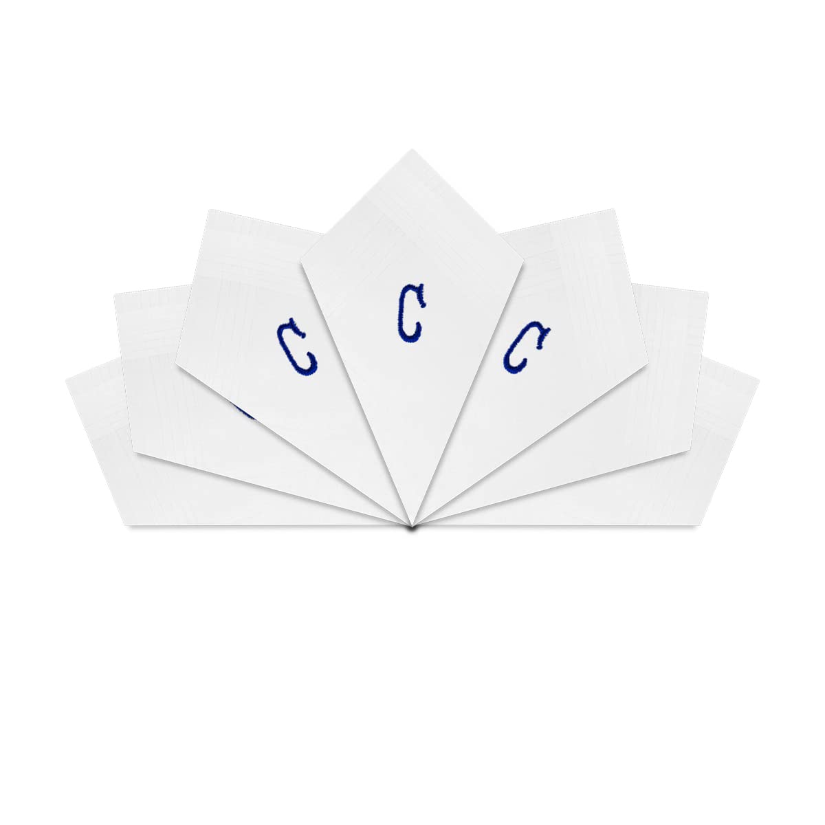 Warwick & Vance Unisex C 7 Pack Of Mens/Gentlemens White Satin Bordered Handkerchiefs With Blue Embroidered Initials, Letter