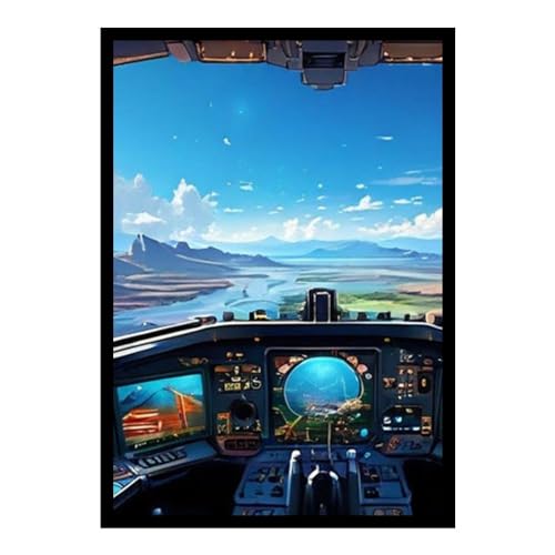 GAEKKO Quadro da parete navicella spaziale in un mondo dei fumetti su vetro acrilico con cornice in vetro acrilico 20 x 30 cm