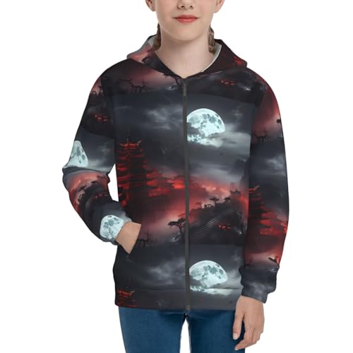 Shogun Full Moon Kids Pullover Hoodies Boys Zip Up Sweatshirts Girls Athletic Clothes with Pocket3
