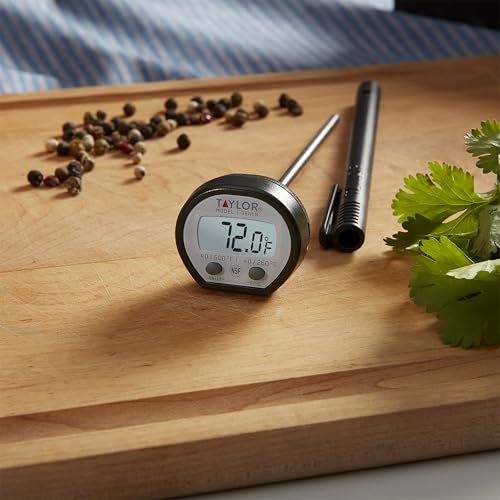 Image of Taylor Pro Instant Read Digital Food Thermometer - Stainless Steel Probe with 0.4 inch Dot Matrix Display, -58F to 448F Temperature Range for BBQ, Baking & Candy Making (Black and Stainless)