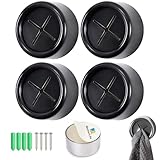 iBetterLife Adhesive Kitchen Towel Hooks - 4 Pack Dish Towel Holder for Cabinet, Push Hand Towel Hook, Dish Cloth Rag Holder for Home Bathrooms, Kitchens, Garages, RV, Within Easy Reach, Matte Black