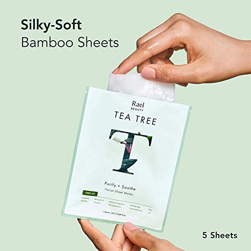 Rael Face Mask Skin Care, Tea Tree Face Masks - Bamboo Facial Sheet Mask With Tea Tree Oil And Fruit Extracts, All Skin Types (Tea Tree, 5 Sheets) #TOP1