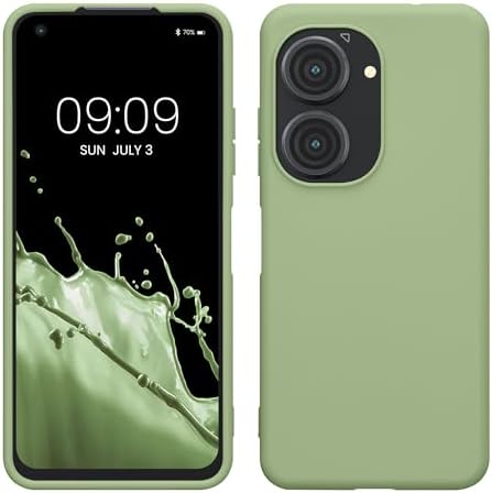 kwmobile Case Compatible with ASUS Zenfone 10 / Zenfone 9 Case - Soft Slim Protective TPU Silicone Cover - Light Green