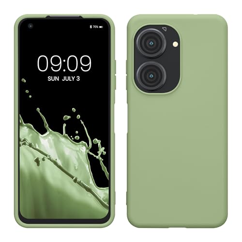 kwmobile Funda para ASUS Zenfone 10 / Zenfone 9 Carcasa - Ultrafina de TPU y Silicona con Bordes elevados anticaídas - Verde Claro