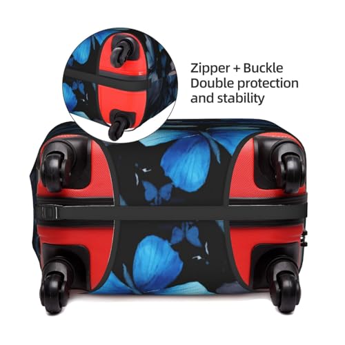 Blue Butterflies White Flowers Print Protective Suitcase Cover Washable Travel Luggage Protector with Concealed Zipper4