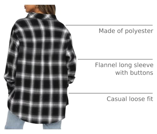 Image of Lacozy Womens Buffalo Plaid Flannel Shirt Long Sleeve Collar Button Down Blouses Tops