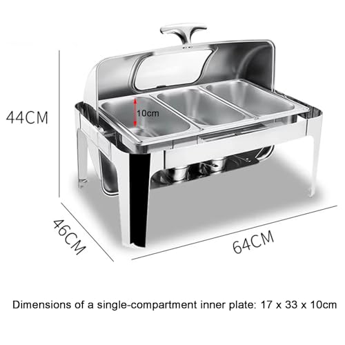 Juego de platos para bufé, bandeja de acero inoxidable para servir alimentos, eventos, bodas y fiestas, incluye recipiente calentador de condimentos, perfecto para catering y reuniones