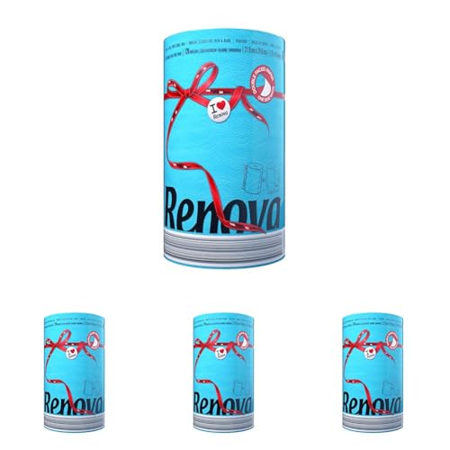 Renova Rollos de cocina Red Label Azul Triple - 1 rollos de cocina (Paquete de 4)