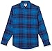 Amazon Essentials Men's Long-Sleeve Flannel Shirt, Black Blue Plaid, Large
