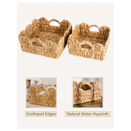 Étagère de panier décorative en osier avec poignées lot de 4 - 5