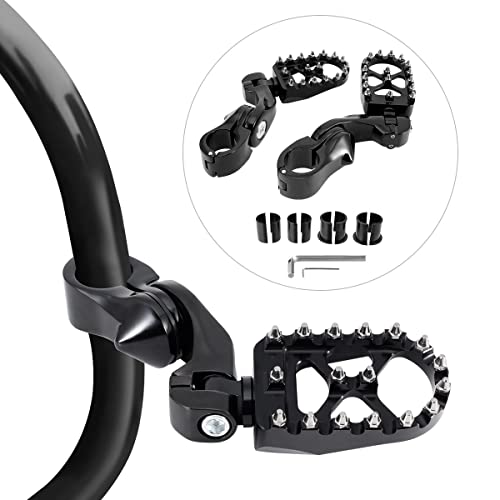 Motorcycle Highway Foot Pegs,Foot Peg Pedals, 1 1/4-Inch Highway Bar Footpegs Compatible With Harley Touring Road King Road Glide Street Glide Electra Glide Honda Kawasaki Suzuki Yamaha #TOP4