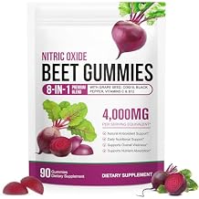 Beet Root Gummies, Sugar Free | 8 in 1 Beet Root Extract with CoQ10, Grapeseed Extract 90 Chews for Blood Pressure, Heart Health, Energy Level Suport, Promoting Nitric Oxide, W/ Vitamin B12, C