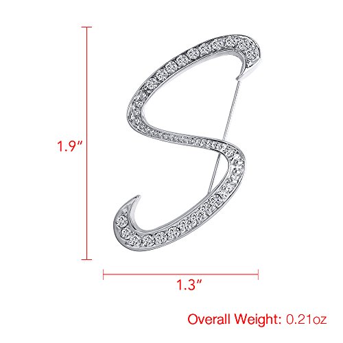 Image of Letter Brooch A-Z 26 Personalized Design Initial Letters Pins Clear Crystal Rhinestone Brooch pin