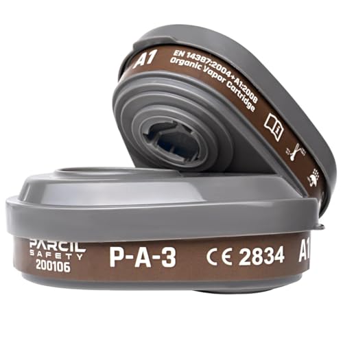 P-A-3 Organic Vapor & Particulate Filter Cartridge A1P2 - Bayonet-Style Replacement Filters for Gas Mask & Respirator - Filters Chemical, Smoke, Dust, Paint, Resin, Woodworking, Welding, Sanding