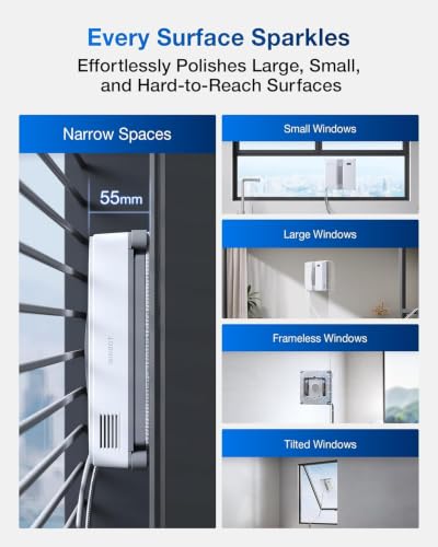 ECOVACS WINBOT Mini robot limpiacristales durante la limpieza del vidrio