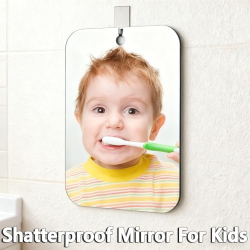 Thicken Shower Mirror Fogless for Shaving,(Medium 8.27x6.05 Inch) Anti Fog Shaving Mirror Holder NO-Drilling, No Fog Free Waterproof,Medium Wall Mounted Bathroom Accessories Camping Hanging Men — view 4