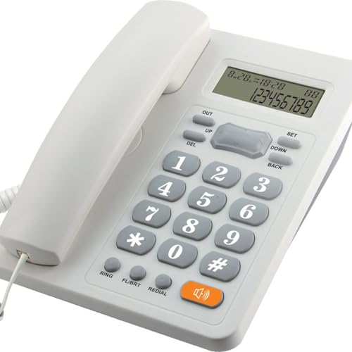 Buxuaaaa 8207CID ścienny telefon biurkowy z głośnikiem zestaw głośnomówiący do biznesu gładki telefon biurkowy