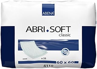 ABENA Abri-Soft Classic Disposable Incontinence Bed Pads, Eco-Friendly Incontinence Underpads, Leak Protection, Soft & Secure Bed Protectors For Incontinence - 60x60cm, 1300ml Absorbency, 25PK