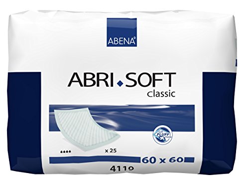 ABENA Abri-Soft Classic Disposable Incontinence Bed Pads, Eco-Friendly Incontinence Underpads, Leak Protection, Soft & Secure Bed Protectors For Incontinence - 60x60cm, 1300ml Absorbency, 25PK