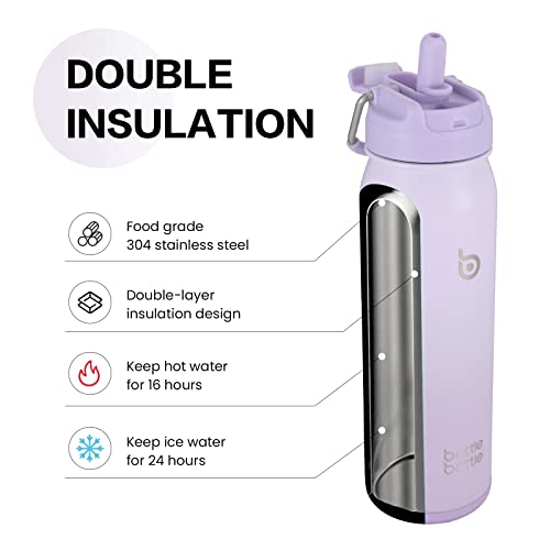 Bottle Bottle 24Oz Insulated Water Bottle Stainless Steel Sport Water Bottle With Straw And Adjustable Lid Daily Pill Organizer (Purple Gradient) #TOP2
