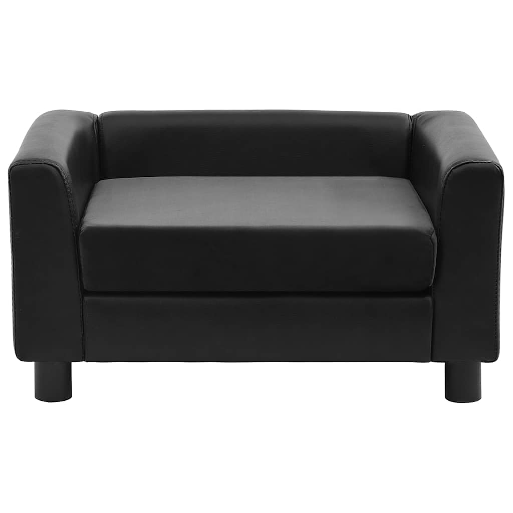 vidaXL Hundesofa Schwarz 60x43x30cm Plüsch Kunstleder Hundecouch Haustiersofa