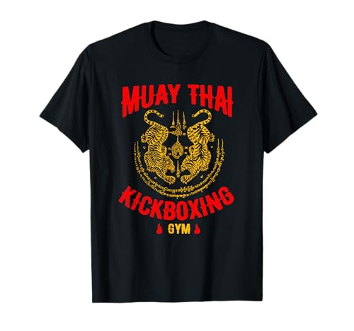 Tiger Muay Thai Kickboxing ginásio MMA treino presente t-shirt, Preto