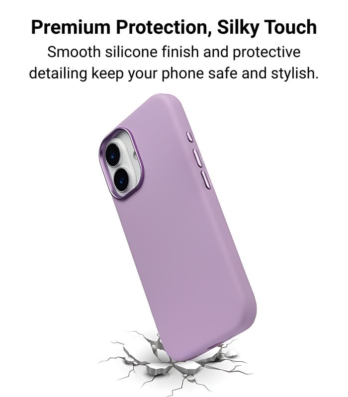 Image of Liquid Silicone Series Case for iPhone 16 Compatible with Wireless Charging | Soft Touch Anti-Fingerprint Finish | Shockproof Slim Protective Back Cover | Purple Edition