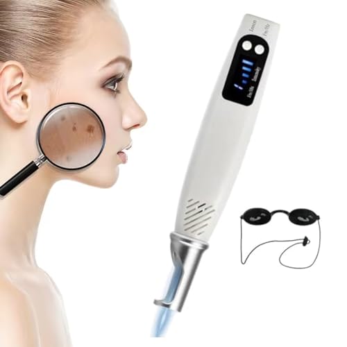 Picosecond Eyebrow Washer Spot Pen,Handheld Picosecond Laser Pen,LED Indicator,Electronic Face Mole Removal Meter,With Glasses,For Tattoo Scar Freckle Removal Blue