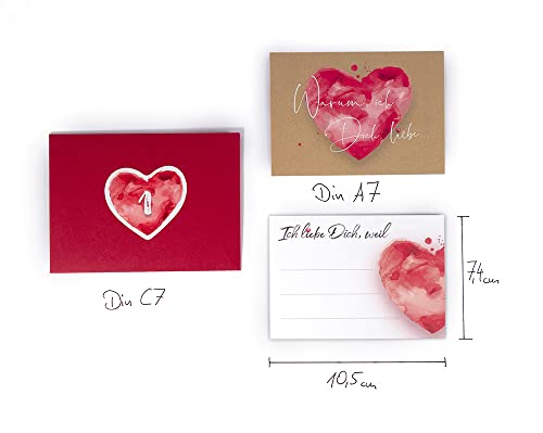 beriluDesign Adventskalender mit 24 Karten - Ich Liebe Dich, Weil für Paare, Verliebte, Liebespaar