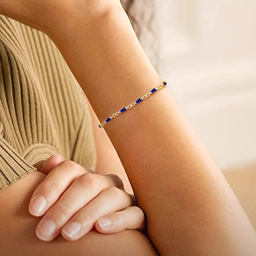 Cde 925 Sterling Silver Birthstone Tennis Bracelets For Women Dainty Simple Infinity Symbol Link Charm Bracelet Birthday Anniversary Valentine's Mother's Day Gifts For Mom Wife Mom Her Girl, Chain Length 6.7”+1.6” (Gold-09-September-Sapphire) #TOP1