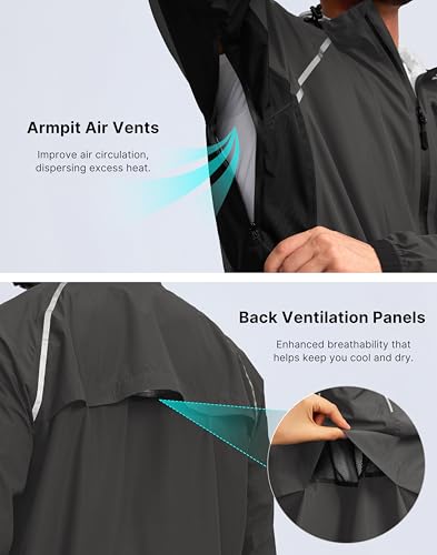 Image of Bikewa Men's Cycling Rain Jackets Waterproof Running Bike Windbreaker Lightweight Packable Hooded Jacket
